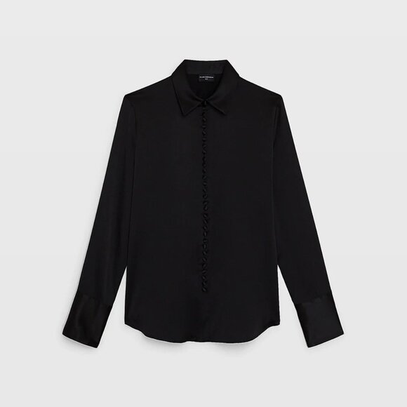 Club Monaco Black Helek Stretch Silk Charmeuse, Large - Picture 3 of 14